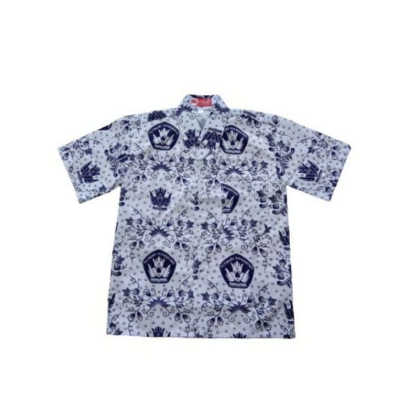 Baju Seragam Batik Biru Anak SD Pendek