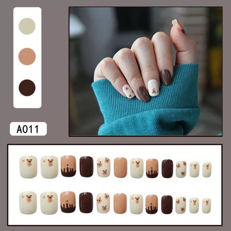3D Kuku Palsu 24pcs/(FREE LEM)Set DIY Instant Nail Art Fake Nails Bridal Wedding Akrilik/24 pcs Kuku Palsu 3D / Stiker Kuku Palsu / Kuku Palsu Premium With Box/ Pemoles Kuku-A011
