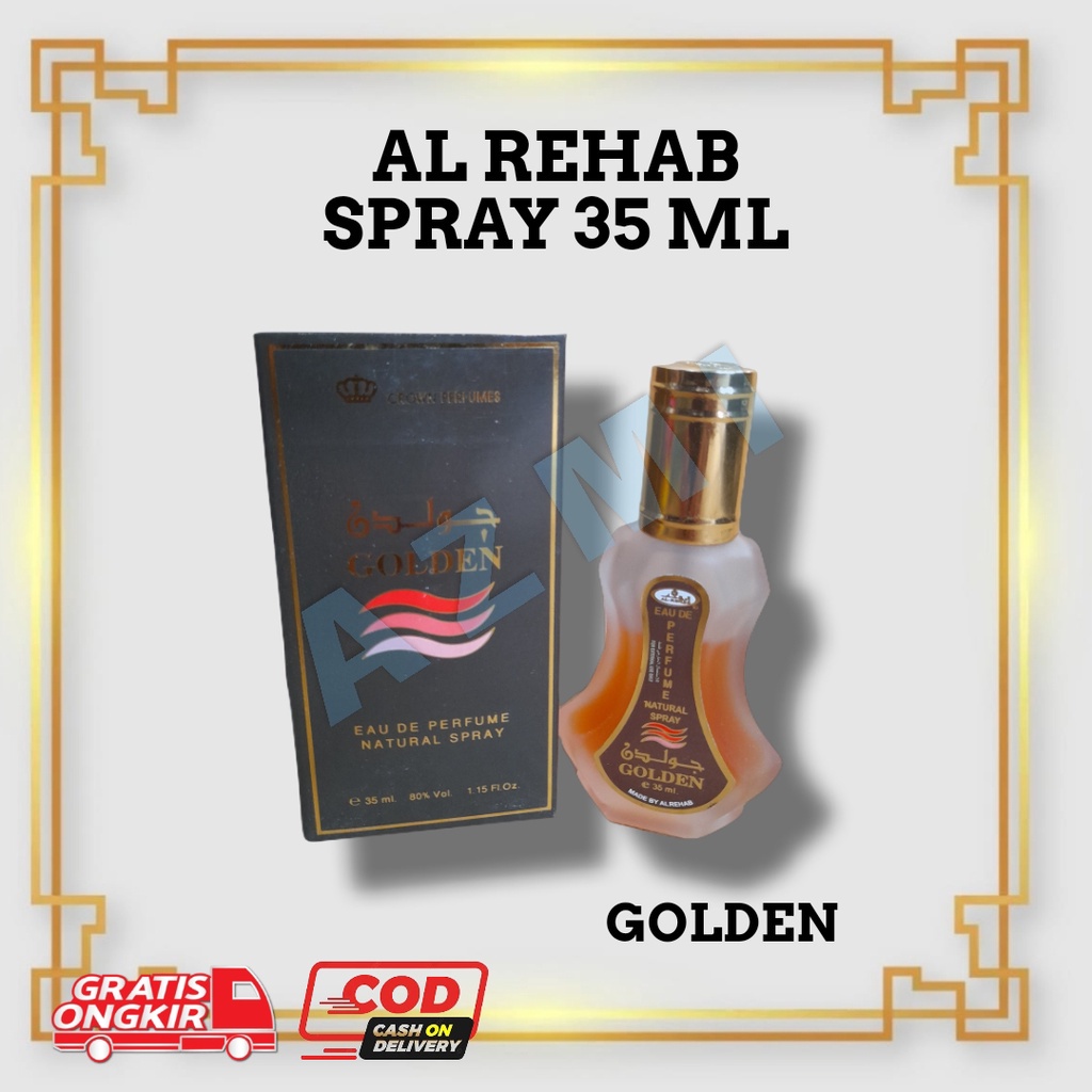 Parfum Al Rehab Spray Golden 35ml, Original Jeddah/Minyak Wangi Sholat Parfum Pria ar rehab