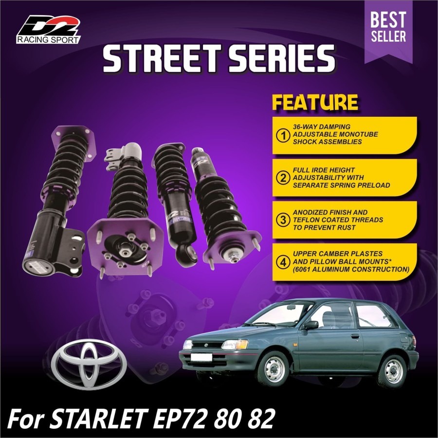 Aksesoris Suspensi Shockbreaker Coilover Untuk Harian D2 Racing STREET coilover starlet EP80