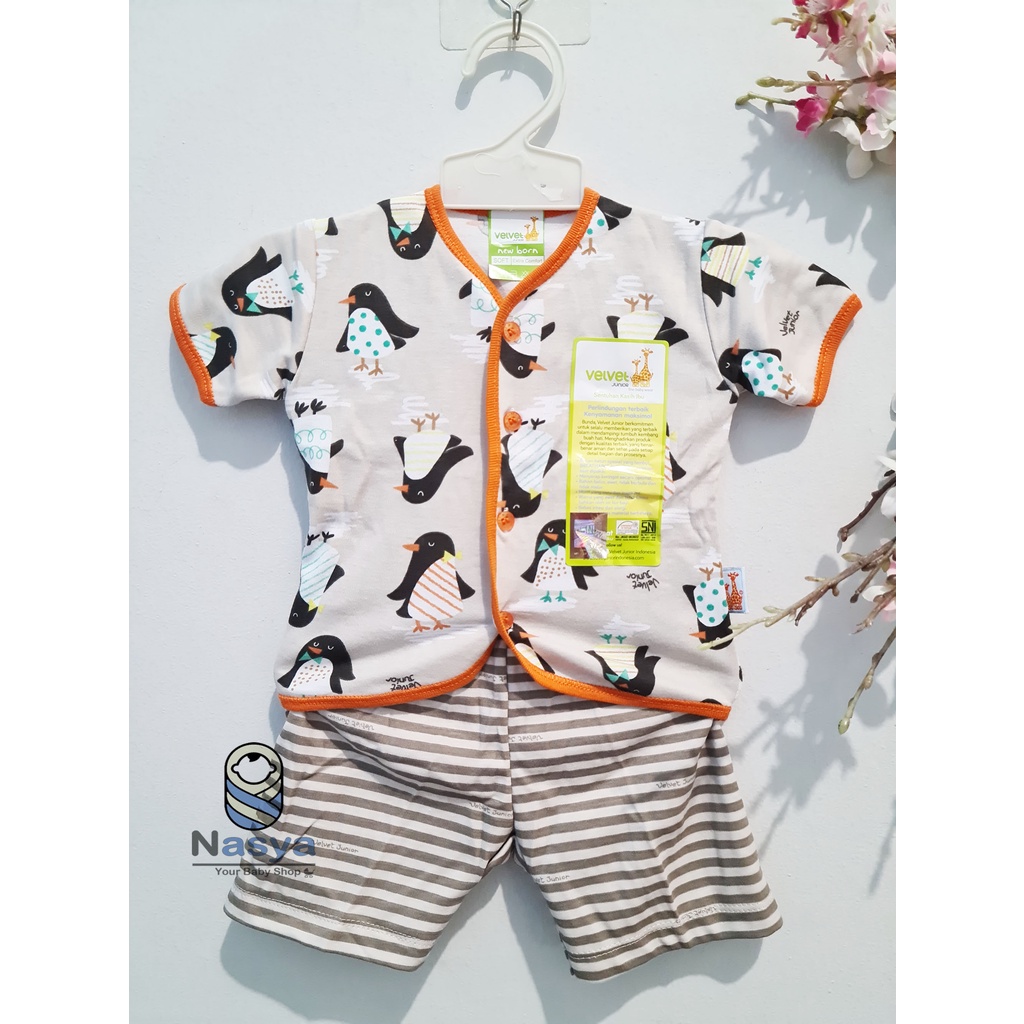 [R-004] Velvet Junior Setelan Baju Bayi Lengan pendek size new born (0-3 bln)