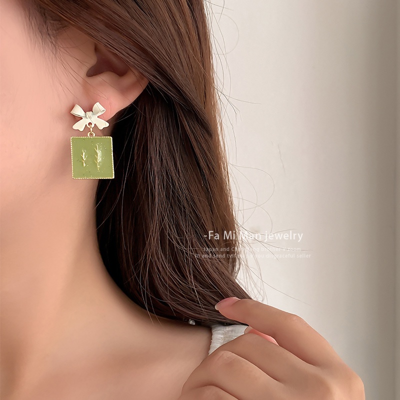 Korea Musim Panas Baru Anting Ladies Hijau Stud Earrings925 Anting Perak