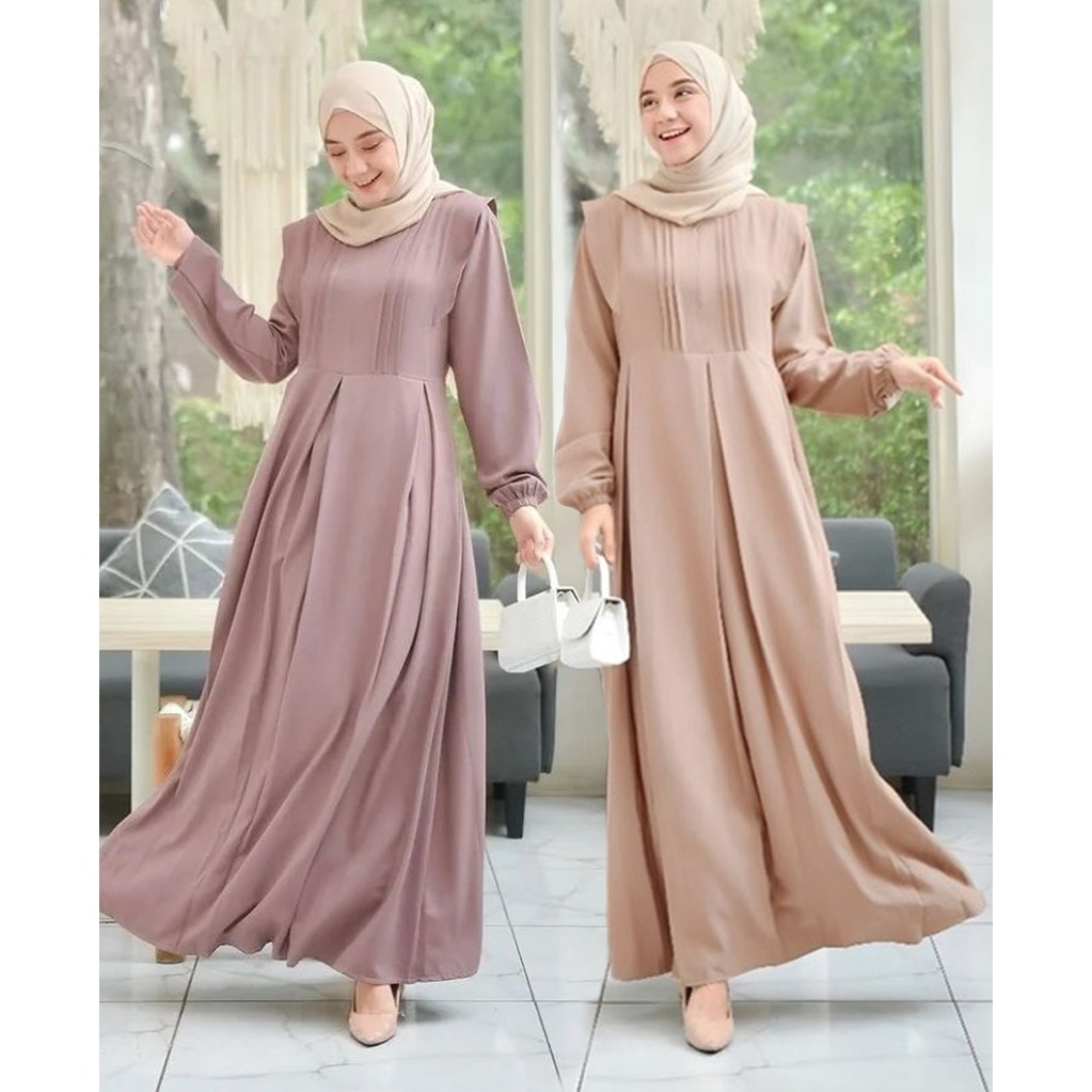 GAMIS TERBARU DRES DRESS WANITA CEWE CEWEK REMAJA BUSUI BUMIL DAILY BRUKAT MOSCREPE PREMIUM TERBARU Raya Dress