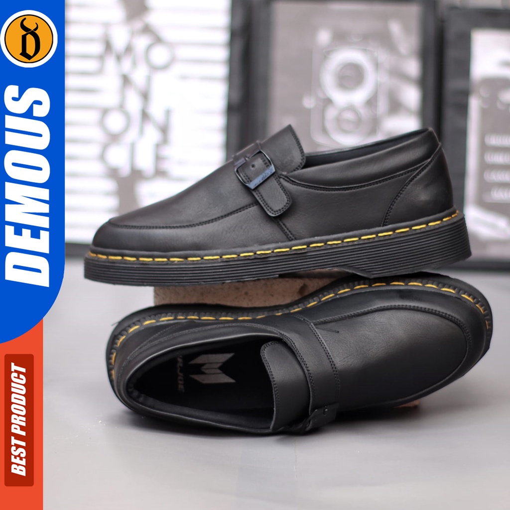 DEMOUS Nobunaga - Sepatu Pantofel Formal Docmart Slop Casual Kerja Pria