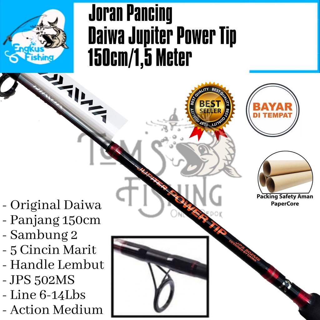 Joran Pancing Daiwa Jupiter Power Tip 502MS 150cm (6-14lb) Carbon Solid Original - Engkus Fishing