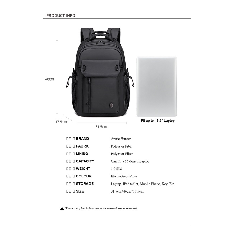 Arctic Hunter B00531 Tas Backpack Ransel Laptop pria 15.6&quot;