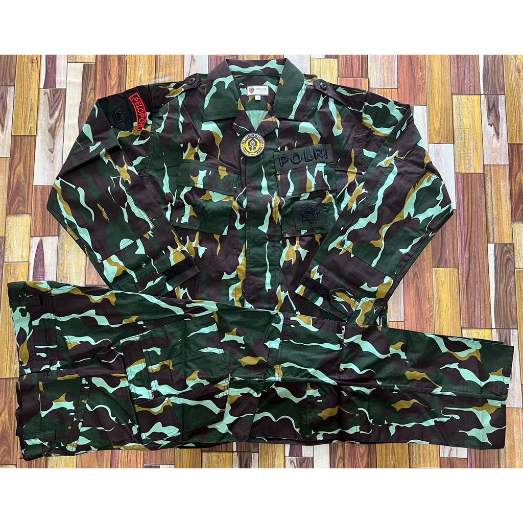 Baju Pdl Loreng BRIMOB Setelan Jatah Pembagian Tactical Original Polri
