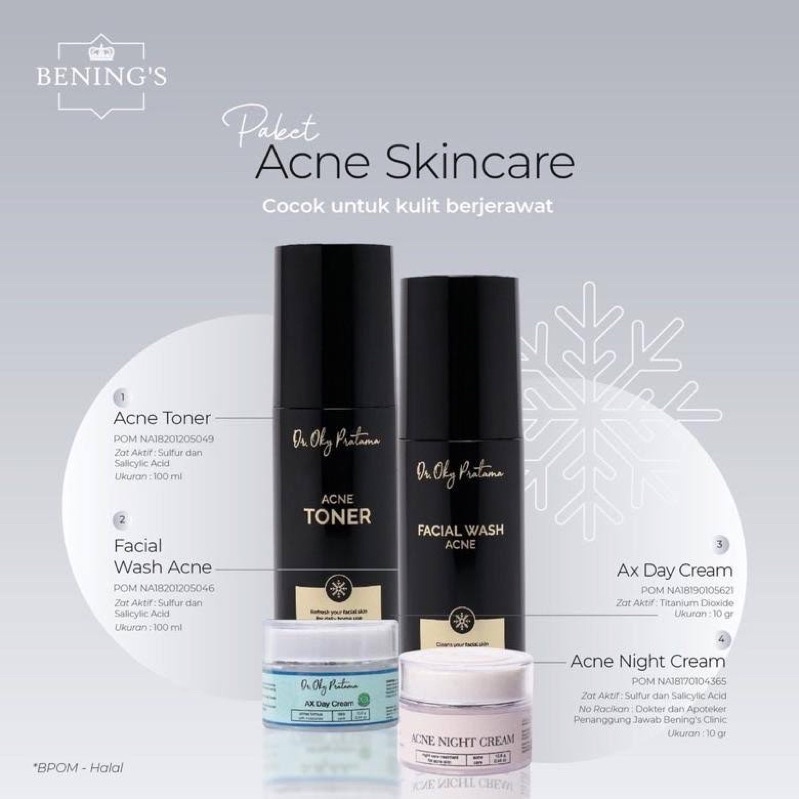 Paket Acne Jerawat Benings Clinic / Bening Indonesia by dr.Oky