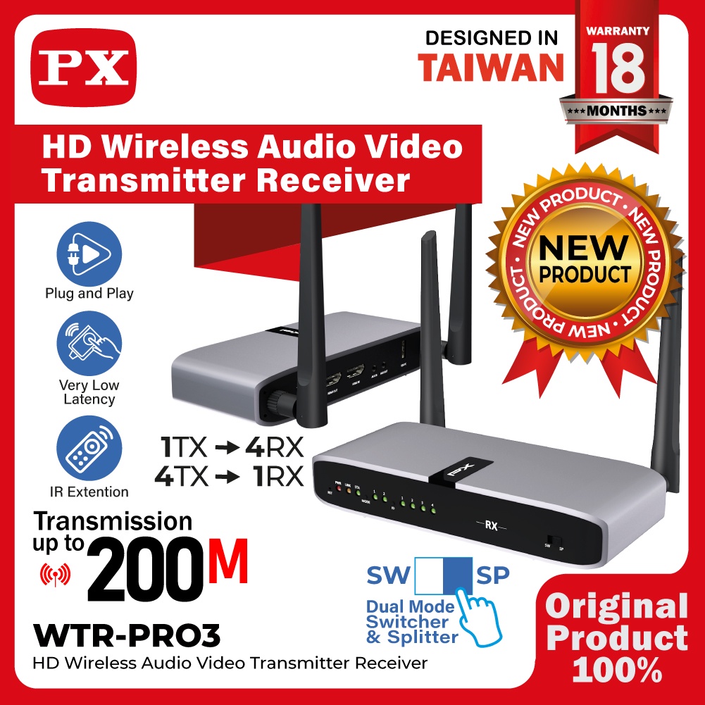 Wireless HDMI Extender Audio Video Transmitter Receiver PX WTR-PRO3