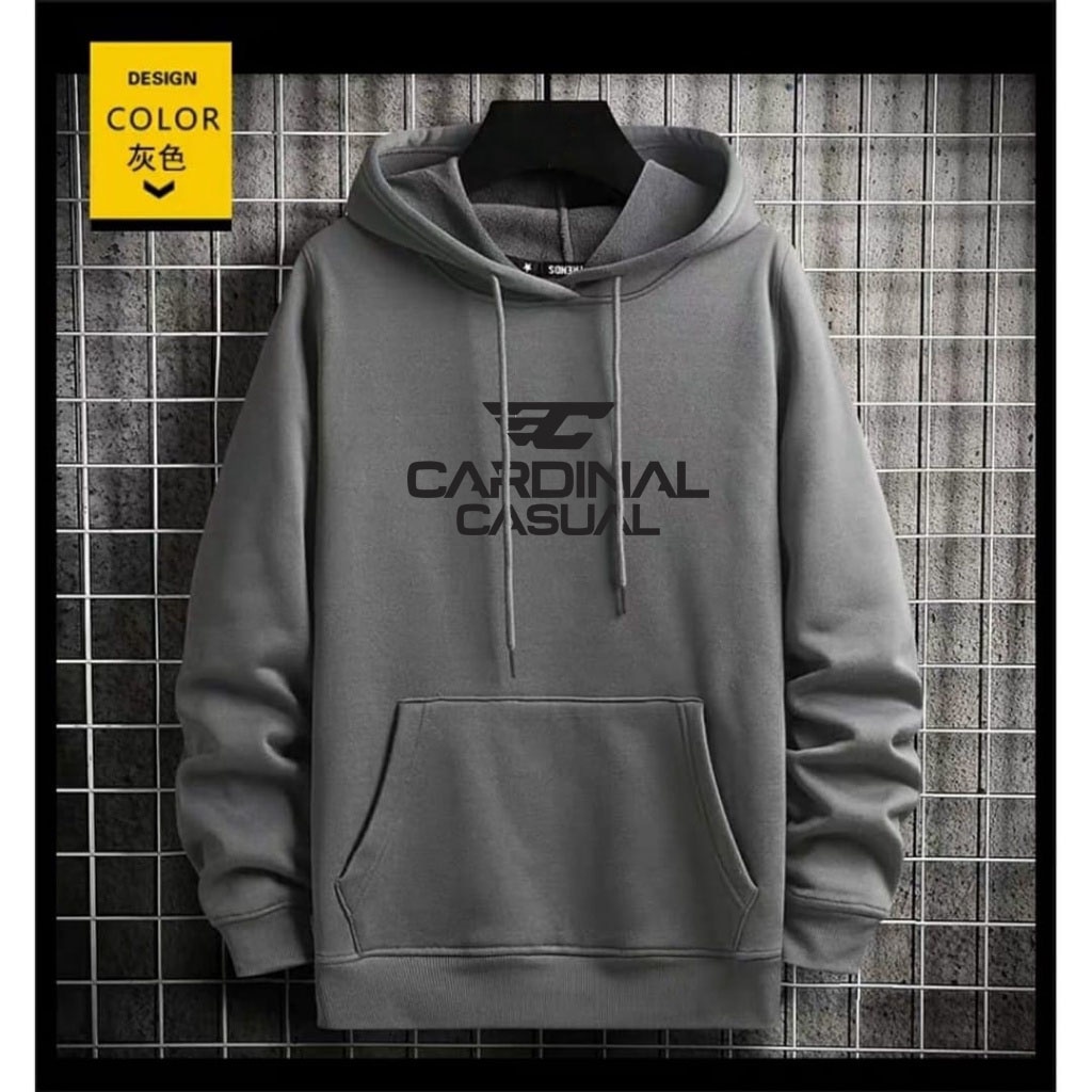 Jaket hoodie pria wanita cardinal casual, jaket jumbo