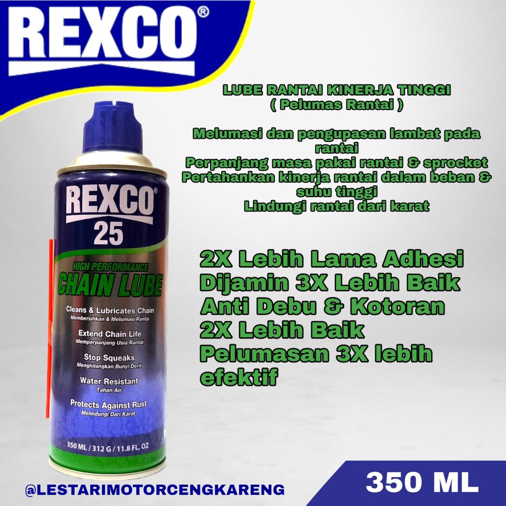 PELUMAS RANTAI HIGH PERFOMANCE CHAIN LUBE REXCO 25 350ML