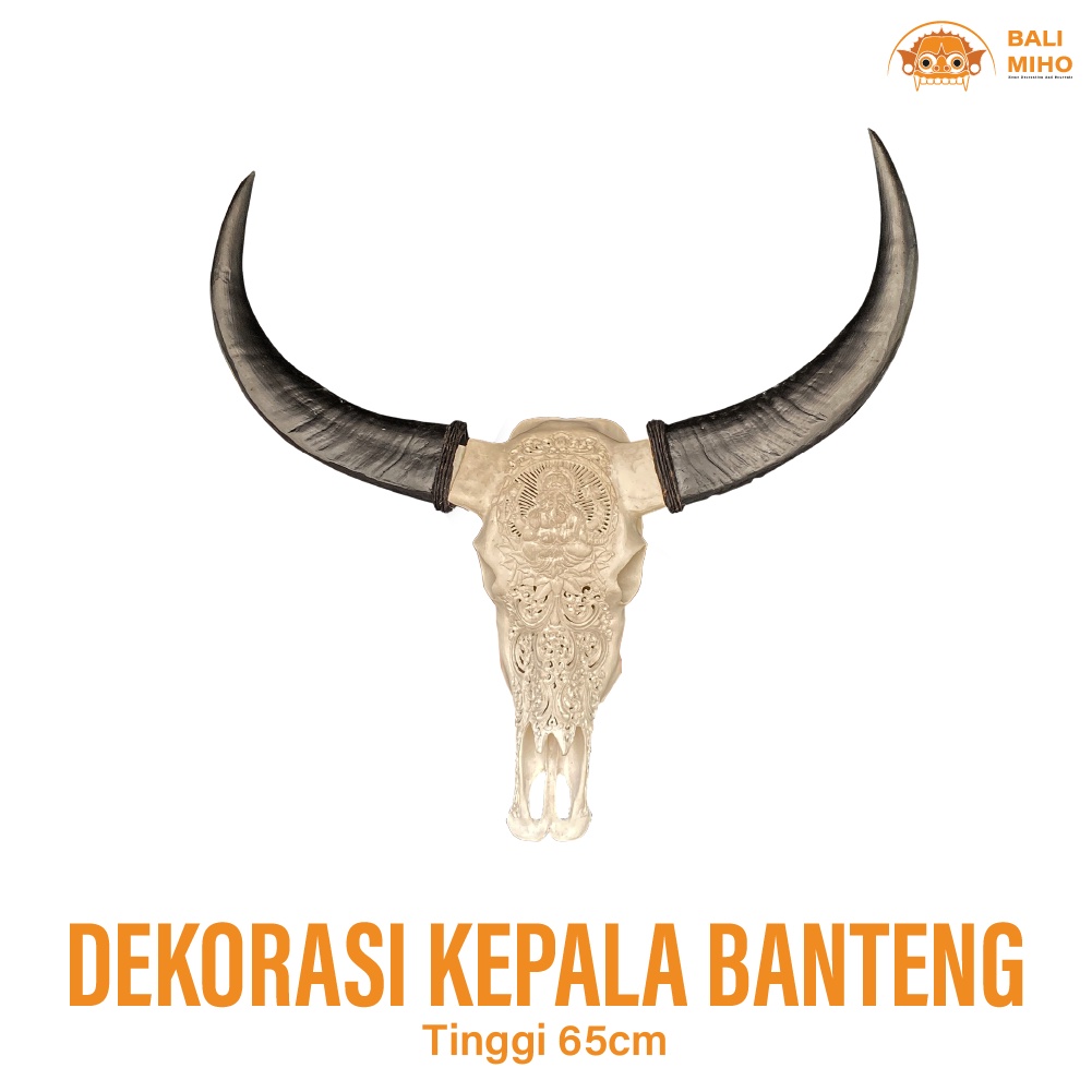 Dekorasi Dinding Patung Kelapa Banteng 65 cm - Patung Kepala Banteng - Patung Banteng - Patung Kepal