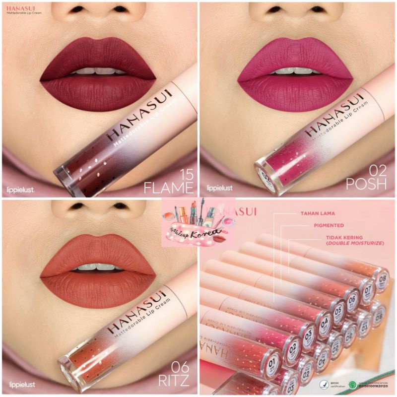 Hanasui Mattedorable Lip Cream | Matte Dorable LipCream Lipstick Cair Mate Hanasui | BOBA EDITION