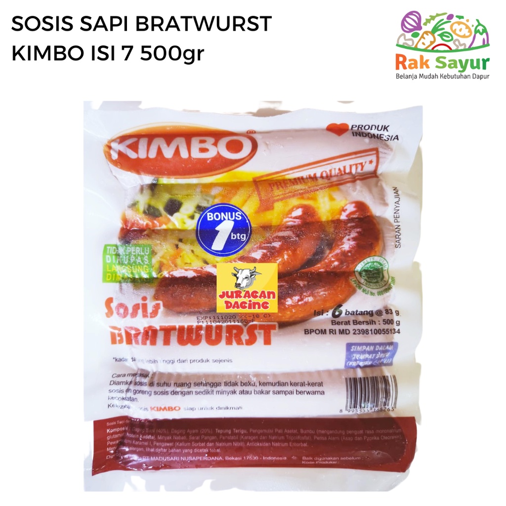 

Sosis Sapi Bratwurst Kimbo 500gr isi 7 Frozenfood Rak Sayur Pasar Murah Online Padang