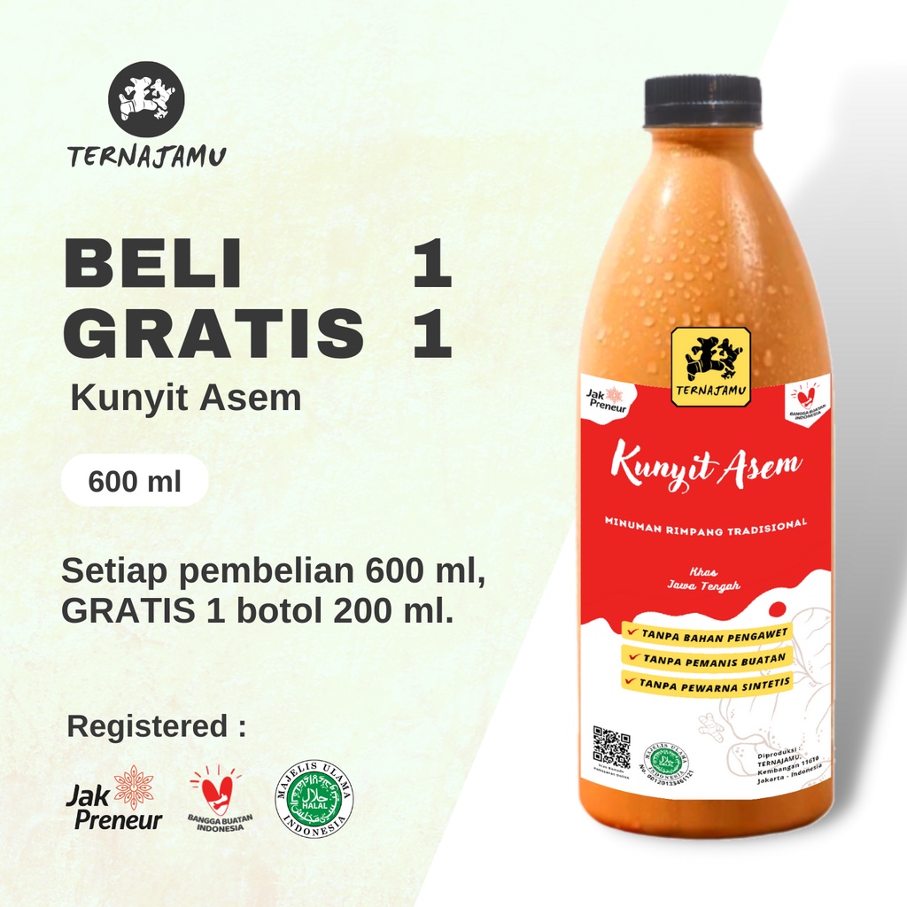 

Jamu Kunyit Asam / Kunyit Asem Sirih / Kunyit Tawar / Jamu Herbal Pelancar Haid 600 ml - TERNAJAMU