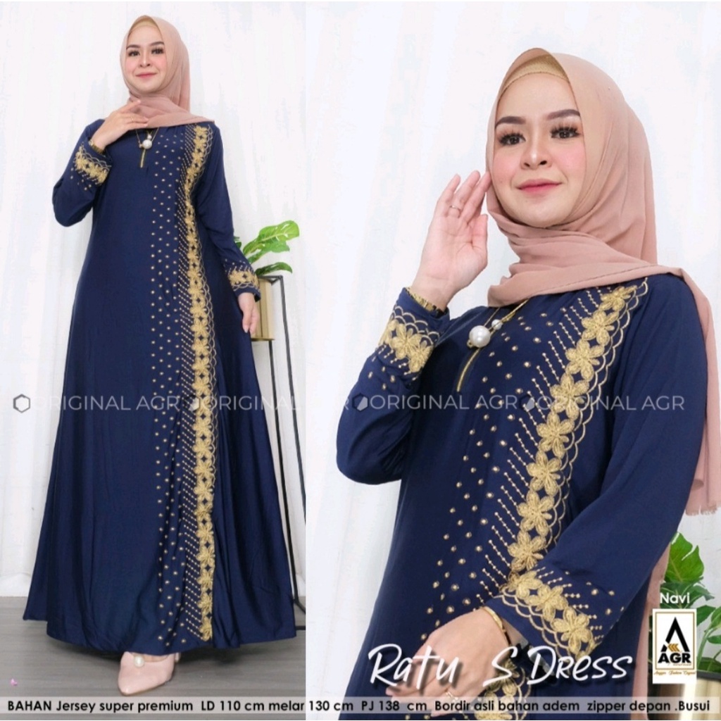 Gamis Muslimah Jumbo Khalifa Bordir Athaar Maxy Super Jumbo xxxl Ld 130cm Jersey Motif Brodir Timbul Ratu Senja Abaya Fashion Muslimah Baju Lebaran Wanita Muslimah Syar'i Dres Kondangan Polos Tebal Premimum Athaar Maxi Arabian Ratu S Dres Pesta Mewah