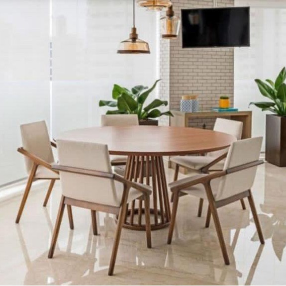 SET MEJA MAKAN INFORMA MINIMALIS JATI SOLID