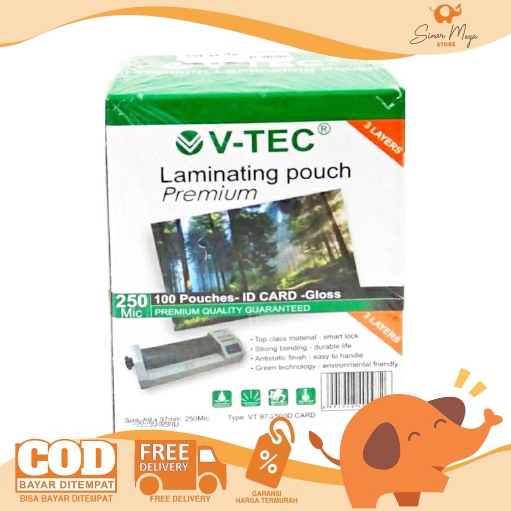 

V-TEC Vtec Plastik Laminating ID CARD KTP 250 Mic / Plastik Laminating KTP 250 Micron Murah