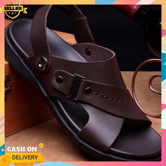 Sandal Kulit Pria Asli Terbaru 2023 Sendal Jepit Cowok Dewasa Pakalolo Distro Selop Anti Licin Murah