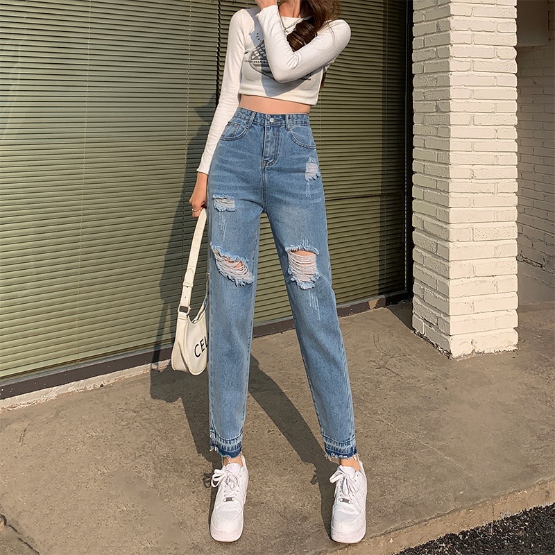 Jeansnjune Celana Jeans Wanita Boyfriend Ripped Jeans Highwaist Sobek Jeans Import Premium Jeans Boy