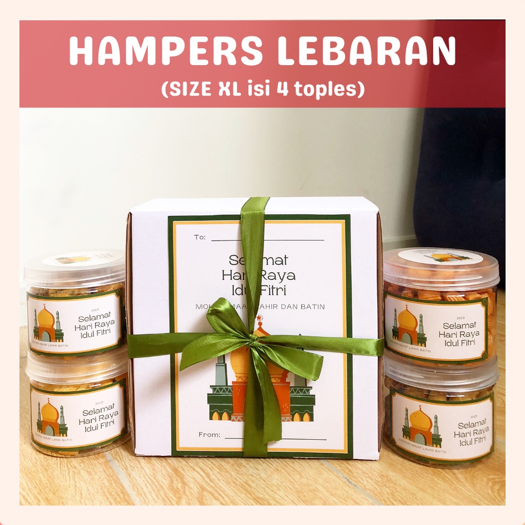 [DELISH SNACKS] Hampers Lebaran isi 4 toples (XL) / Bingkisan Parsel Parcel / Gift Box Makanan Tahun Baru Idul Fitri / Ramadhan Set Gift