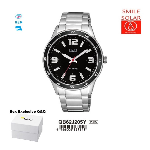 Jam Tangan Pria Casual Business Rantai Stainless Steel Analog Original Q&amp;Q QnQ QQ QB62 QB62J Series