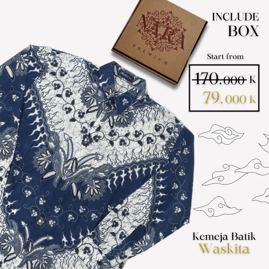 Nara | Kemeja Batik Pria Modern Lengan Pendek FREE BOX SPESIAL NARA Baju Hem Batik Pria Jogja Hitam 