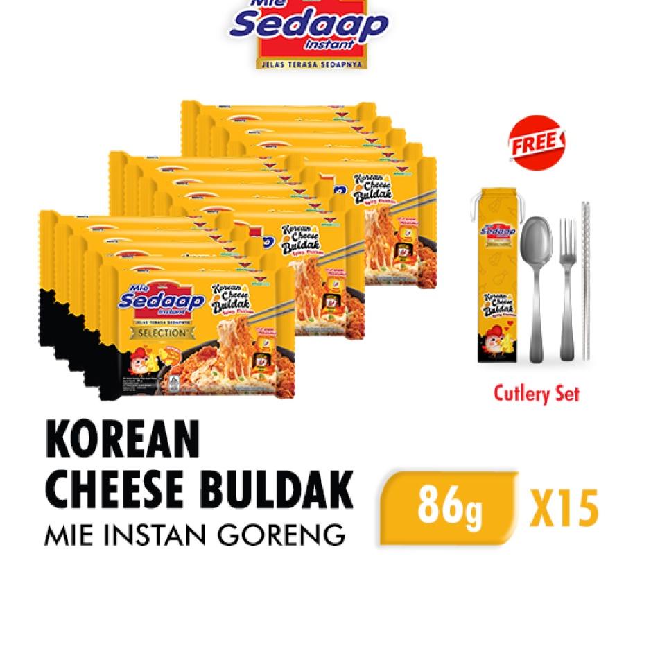 

✬ Mie Sedaap Korean Cheese Buldak 86 gr x15 Free Cutlery Set ✻