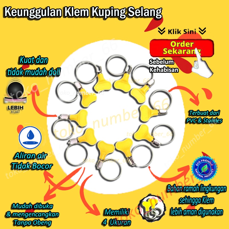 KLEM SELANG GAS KOMPOR REGULATOR &amp; SELANG AIR PENGUAT PENGUNCI SELANG ANTI BOCOR MURAH COD