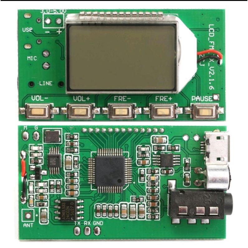 Modul Transmitter DSP PLL Radio FM Pemancar 100mW 76-108MHz + Mic Aux