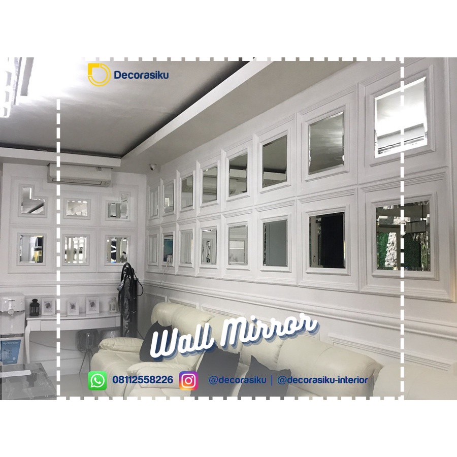 DC - Wall mirror - Kaca Bevel Wajik custom - Kaca kotak Moulding