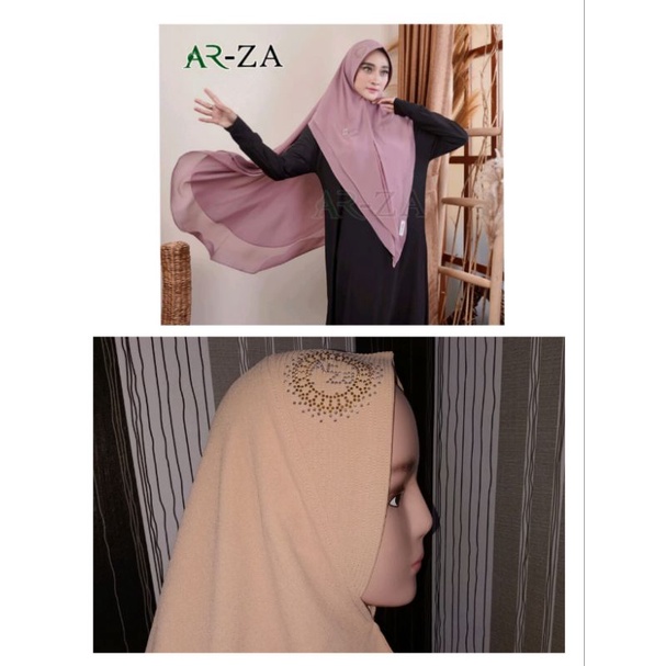 Jilbab Arza original RAYANA khimar syari runcing oval ceruti 2 layer