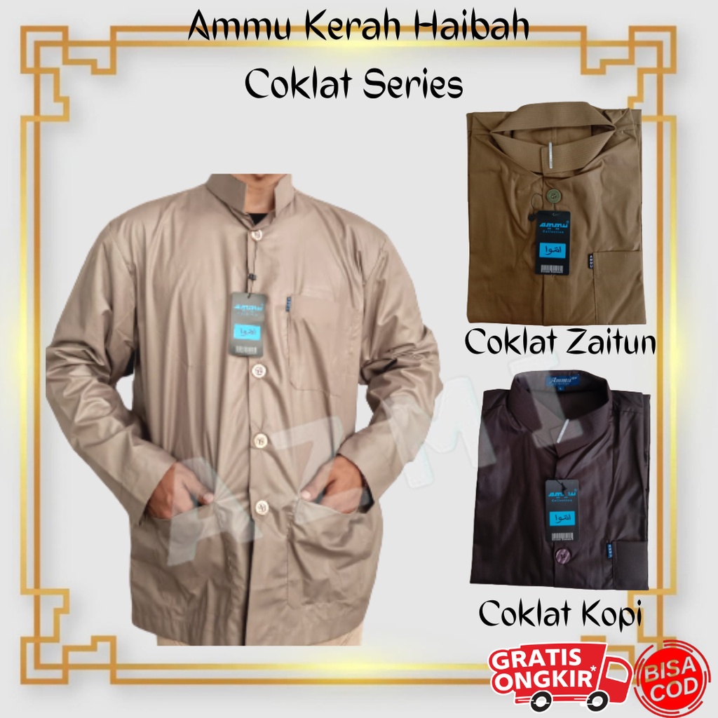 (ALL 1)Promo Baju Koko Ammu Kerah Haibah Ukuran S,M,L Dan XL Original Termurah dan Terlengkap!!!