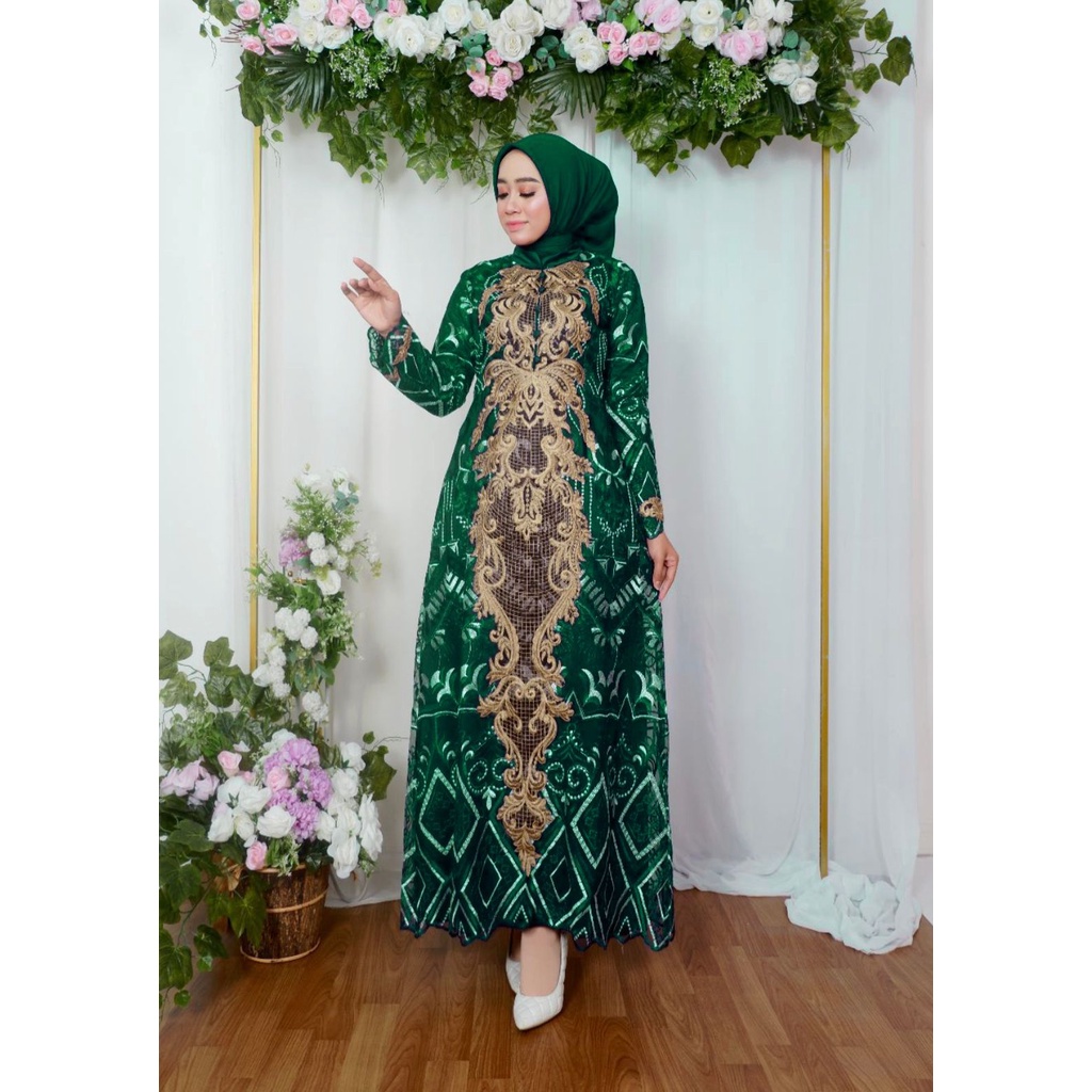 GAMIS PESTA TERBARU/ GAMIS KEBAYA BROKAT BORDIR/ GAMIS MELINDA PELANGI JAYA/GAMIS ORIGINAL MEWAH/ GA