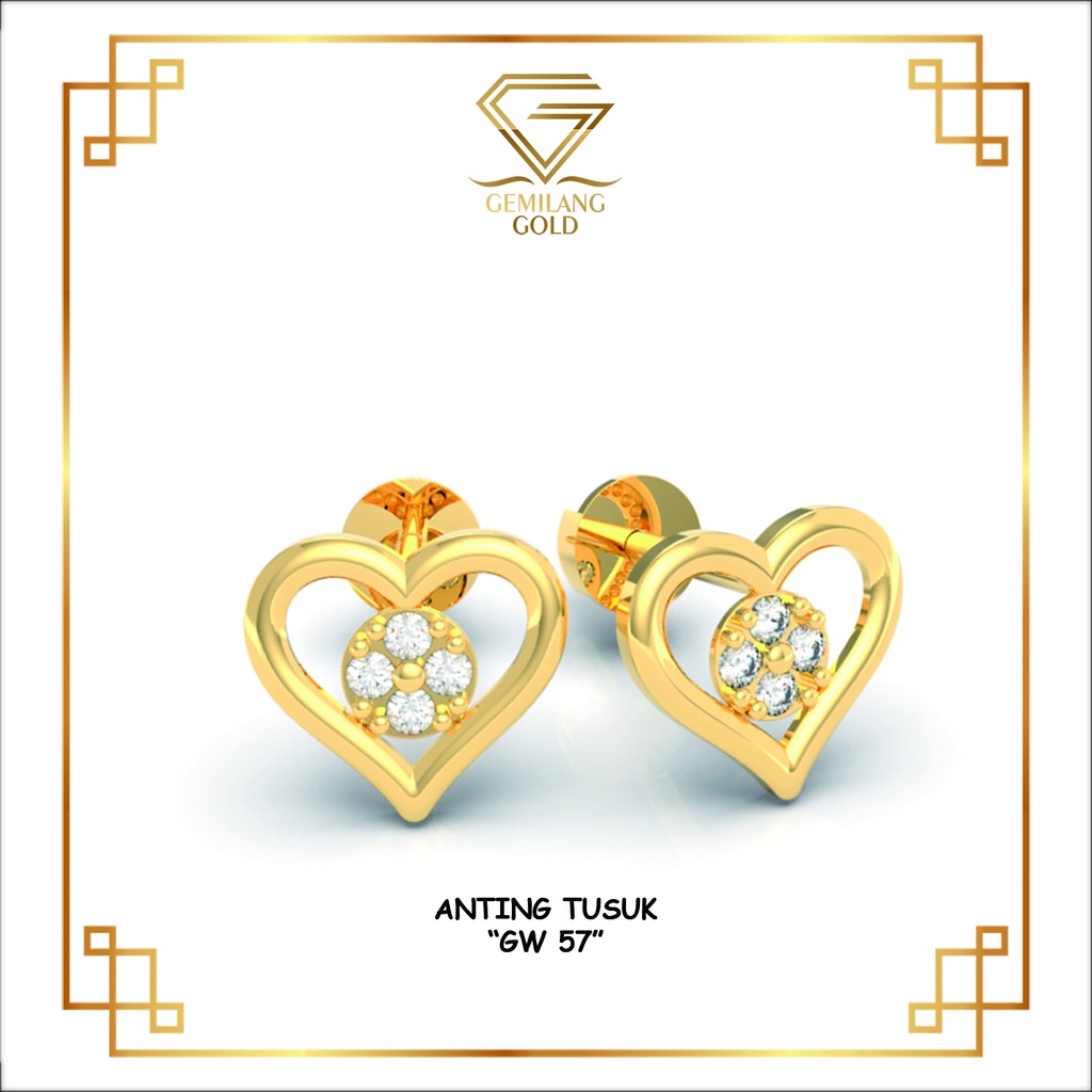 ANTING EMAS TUSUK KADAR 300 (6K) & 375 (8K) GIWANG ANTING EMAS LOVE SIMPLE & ELEGANT ANTING GIWANG E