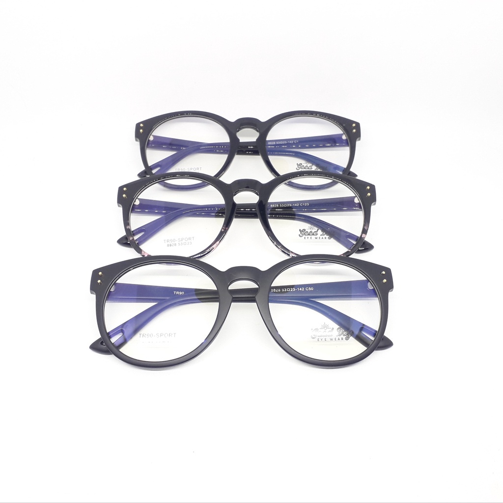 Frame Kacamata model bulat besar / Frame GOOD DAY 8828 bahan plastik / Kacamata Photochromic / Kacam