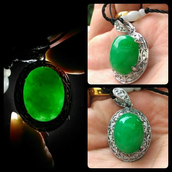 Batu Akik Liontin Batu Giok Hijau HQ 3s257