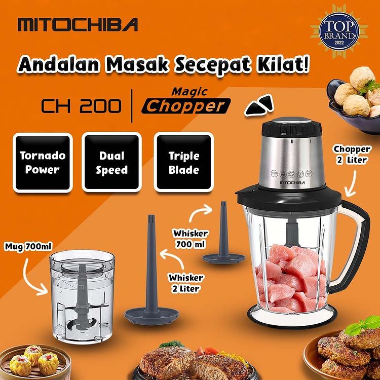 Chopper Blender Mitochiba CH200 kapasitas 2 Liter - Resmi