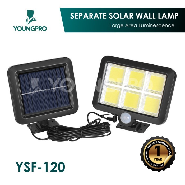 Terlaris Youngpro Ysf-120 - Lampu Solar 120 Led 3 Mode Cahaya + Panel Surya