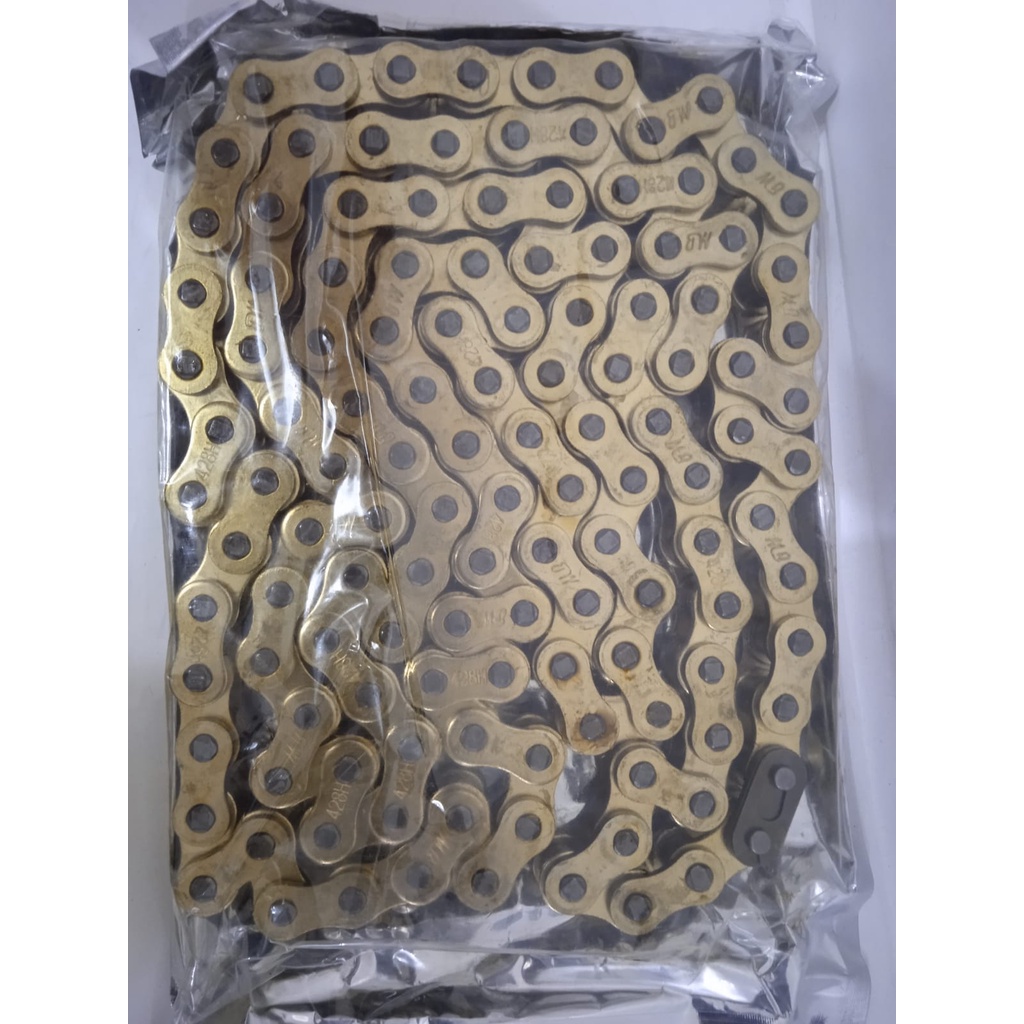 RANTAI RODA GOLD BAJA EMAS UKURAN 428HG-112L DAN 428HG-128L MERK MB UNIVERSAL USE