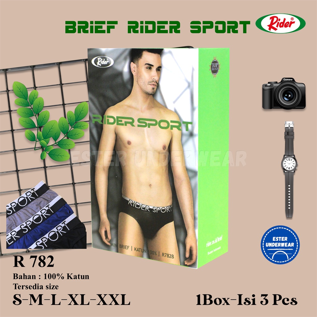 Celana Dalam Pria Rider Sport R 782 isi 3Pcs/Pack Bahan Katun