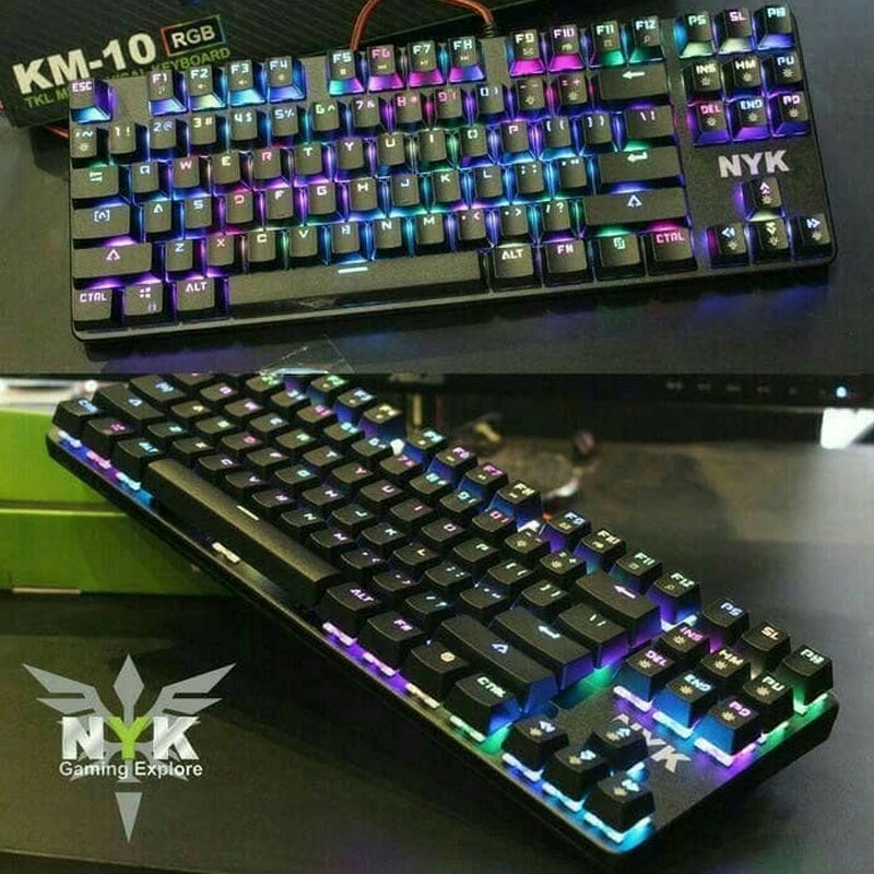 KEYBOARD GAMING GAME RGB NYK TKL KH-05 PLAT BESI AKSESORIES KOMPUTER PC MEMBRANE