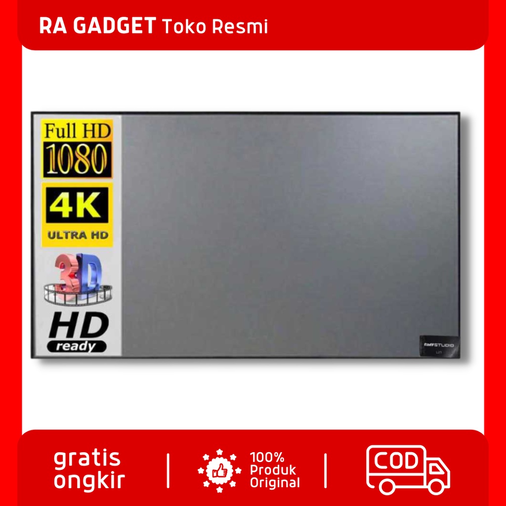 Kain Layar Proyektor Anti-light Ambient Screen Curtain 60/70/80/100/120-inch / Kain Projector Putih 