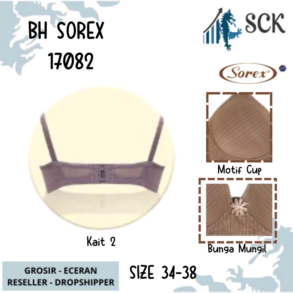 BH SOREX 17082 Tanpa Kawat Busa Tipis Motif Bunga / Pakaian Dalam Wanita Premium