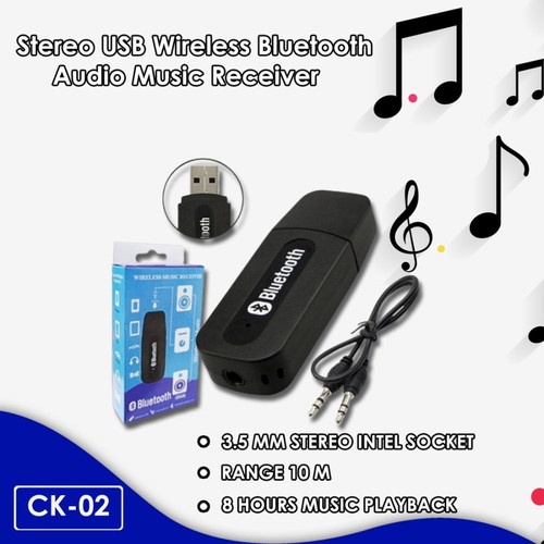 USB Wireless speaker musik HP 3.5mm reciever adapter kabel aux Perangkat / CK-02 Bluetooth Audio Receiver [MF]