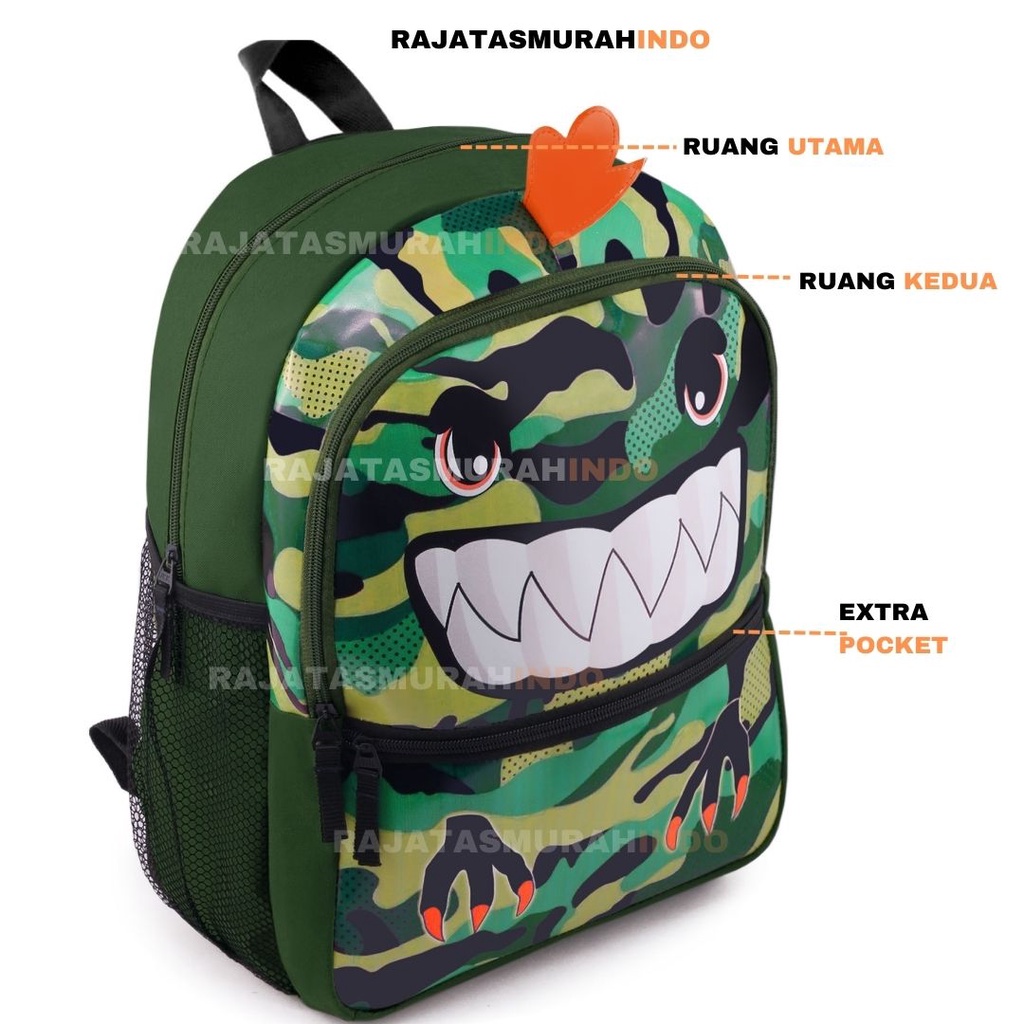 RTM - Ransel Sekolah Anak - Kids School Backpack Ukuran SD - Ransel Dino - Ransel Hiu