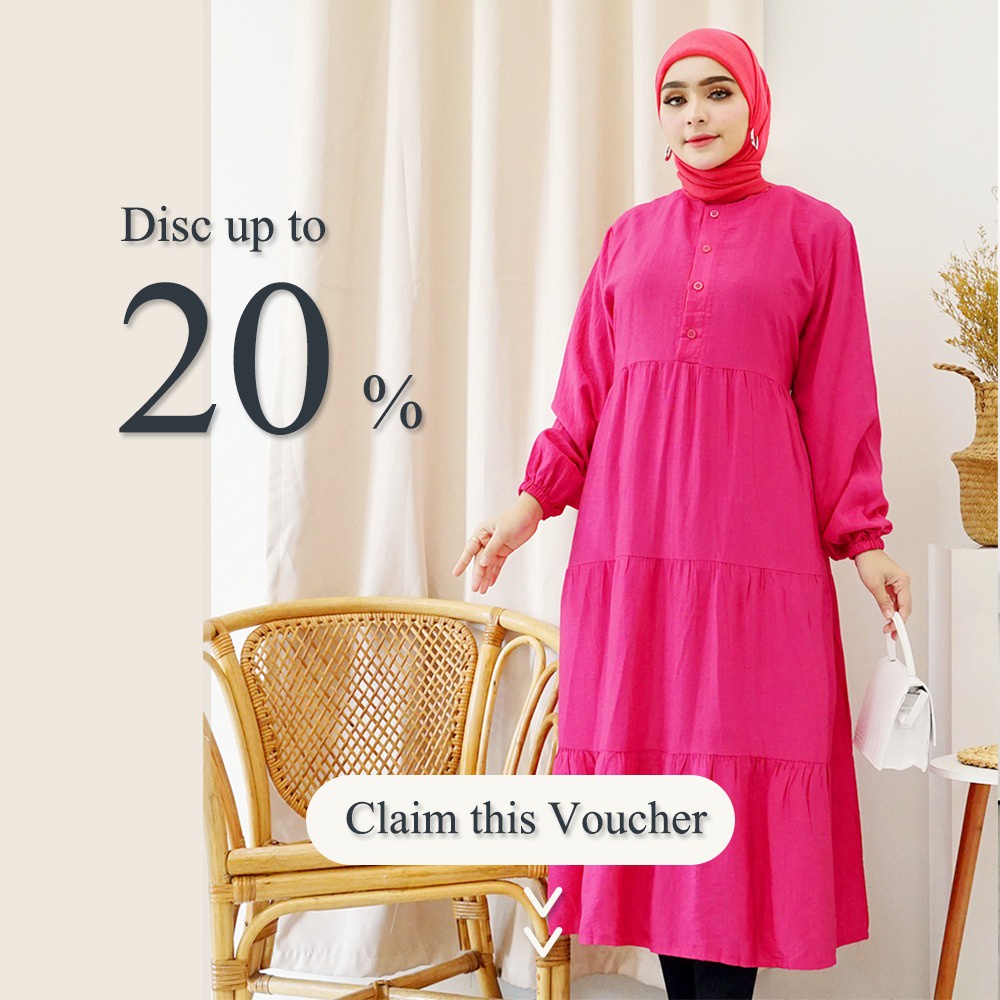 Kinari Hijab - Aluna Gamis Midi Dress Simple Cotton Twill