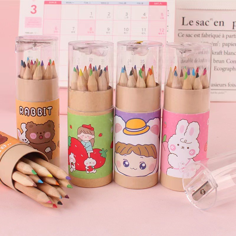 

Pensil Warna 12 Pcs Menggambar Melukis Tabung Karakter Lucu