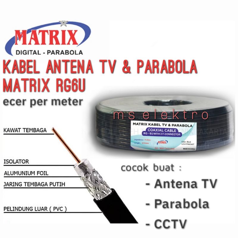 Jual Kabel Antena Tv Rg Cocok Buat Antena Digital Dvbt Dan Parabola Atau Cctv Shopee Indonesia