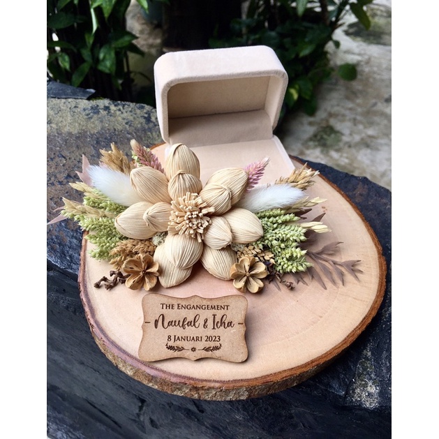 Ring box set beludru rustic ring bearer set rustic